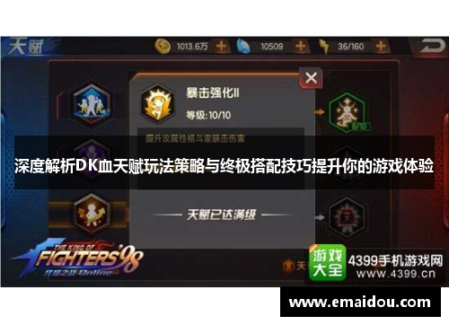 深度解析DK血天赋玩法策略与终极搭配技巧提升你的游戏体验